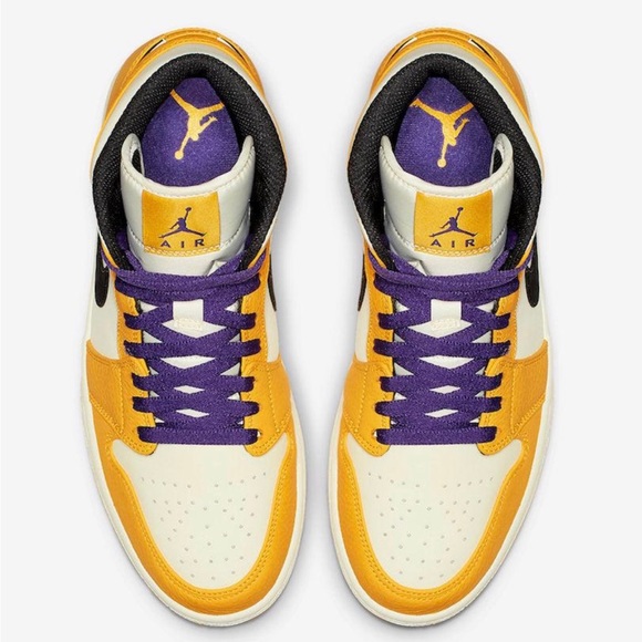 Nike Air Jordan 1 Mid SE Lakers University Gold Royal Purple, Men’s 15 - Picture 3 of 4